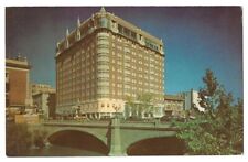Reno Nevada c1950's Hotel Mapes, demolished in 2000, Truckee River, vintage car picture