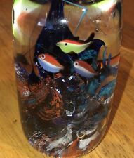 Hand blown ART GLASS PAPERWEIGHT AQUARIUM FISH CORAL REEF Polished Pontil picture