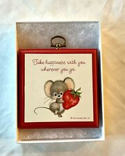 Vintage “1983 Hallmark Strawberry Mouse Plaque” ~ Take Happiness With You... picture