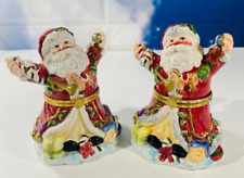 Ceramic EUROPEAN SANTA SUGAR/TEA Container Christmas Holiday Decoration 2pc picture