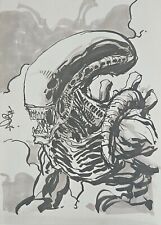 Tone Rodriguez original art, ALIEN sketch 5x7, ink and marker. Game Over Man picture