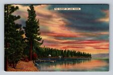 Lake Tahoe CA-California, Sunset on Lake Tahoe Antique Souvenir Vintage Postcard picture