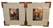 RARE (x2) Mid Century Black Panther Copper Relief Pair Signed Hope Framed Retro picture