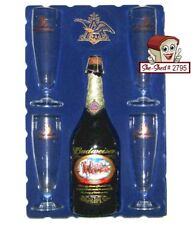 Budweiser 2001 Anheuser-Busch Holiday Limited Edition Bottle And Glasses picture