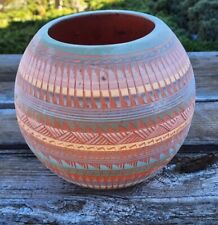 Native American Pottery Vase Etched Signed Denise Watchman Navajo picture