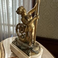Antique Gilded Bronze Mermaid Lamp , French Empire Hollywood  Regency Style picture