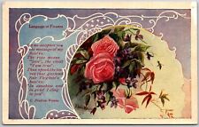 1909 Language of Flowers Bouquet Poem Greetings Wishes Card Posted Postcard picture