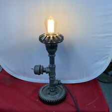 Steampunk Industrial Style Table Lamp Gears Sprockets Rare Unique picture