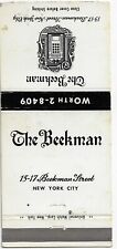 The Beekman Hotel New York City FS Empty Matchcover The New Beekman Room  picture