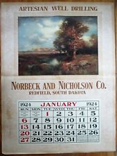 Redfield, SD 1924 Advertising Calendar/GIANT 36x48 Poster-Artesian Well Drilling picture