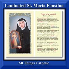 LAMINATED Holy Prayer Card GILDED GOLD ✝️ St. Saint Maria Faustina ❤️ picture