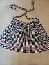 Vintage GINGHAM Half Apron Cross Stitch Embroidery Rick Rack Black And Pink picture