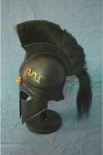 Medieval Greek Corinthian Armor Helmet Collectible Larp With Black Plume picture