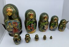 Russian Matryoshka Nesting Doll 10” Hand Painted - 10 Piece - Signed Story Art picture