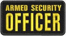 ARMED SECURITY OFFICER EMBROIDERY PATCH 3x6 HOOK ON BACK GOLD ON BLACK picture