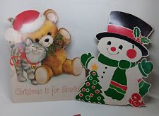 Vintage 1983 Hallmark Double Sided Paper Christmas Decorations SHIPS FREE  picture