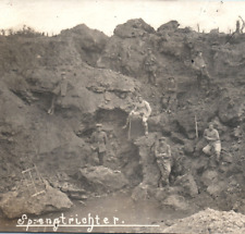 WWI Mine Crater German Soldiers World War 1 RPPC Real Photo Postcard picture