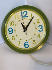 Vintage Olive Green Electric Wall Clock Cool Design Sunbeam picture