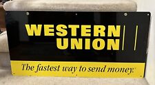 Vintage Western Union Double Sided Tin Sign The Fastest Way to Send Money USA  picture