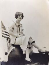 VINTAGE 1920’s Young Flapper Girl Patriotic Flag Nylons Garter Classic Americana picture