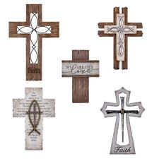 Sculpted Resin Hanging Home Church Wall Cross Decor Pack Smart - 10 Pieces picture