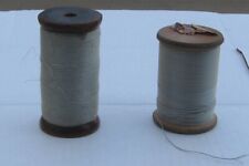 2 Large Vintage Industrial Wood Spools with Thread picture