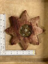 Rare French Travel Pocket Reliquary, 8 pointed star, Pink Fabric case, 1800's picture