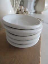STACK  5 AWESOME Old Vintage WHITE IRONSTONE BUTTER PATS Thick Chunky Butterpats picture