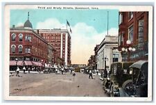 Davenport Iowa Postcard Third Brady Streets Exterior View Building 1920 Vintage picture