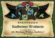 Rare Knight Emblem Rheinhessen Saulheimer Messinger German Wine Label picture