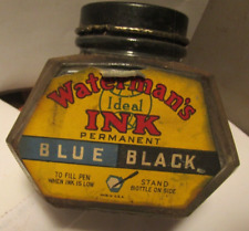 vintage old bottle original paper label waterman's ideal  Ink blue black ink picture