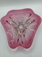 Murano Hand Blown Art Glass Bowl Pink Ombre Polished Bottom 9