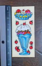 Vintage 1980's 80’s BJ Decal Specialties Sticker Strip- Ice Cream Sundae  - Rare picture