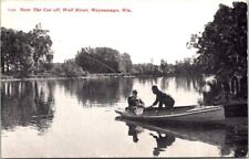 Postcard Fishing in Wooden Boat Near The Cut Off on Wolf River Weyauwega WI 4529 picture