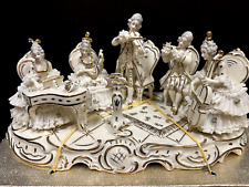 Vintage Dresden Art Musician Porcelain Figurines 11” Large Gold Germany picture