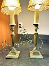 Pair Antique Solid Brass Candlestick Table Lamps picture