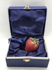 Rare VTG Sorelle Hand Crafted Shape of Strawberry Enamel Hindged Trinket Box picture