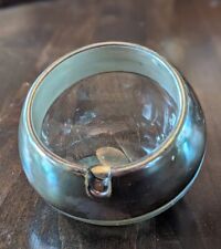 Clear Heavy Spherical Ashtray With Wide Thick Silver Band 4