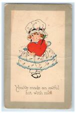 1925 Valentine Little Girl Heart Arrow New Haven Connecticut CT Vintage Postcard picture
