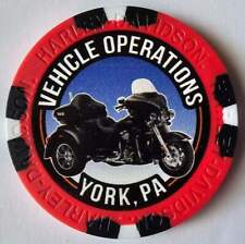 HARLEY-DAVIDSON VEHICLE OPERATIONS York PA WIDE Red/Black Poker Chip (Trike) picture