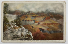 Postcard AZ Storm In The Canyon Hotel El Tovar Canyon Fred Arvey Arizona RPO picture