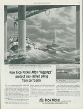 1955 Inco Nickel Alloy Vintage Print Ad Leggings Sea Pilings Radar Island SP2 picture