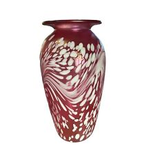 Brian Maytum Vase Studio Art Blown Glass 8.25” Tall Rose Iridescent 1987 picture