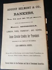 1888 original print ad AUGUST BELMONT & COMPANY BANKER 34 & 36 Wall St NYC picture