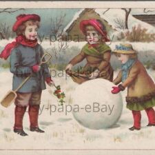 1880s Indianapolis Stove Co Company Indiana Kids Snowman Victorian Trade Card picture