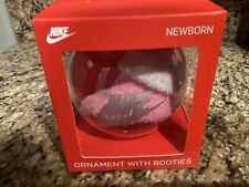 Nike Package Gift Ornament Newborn Booties Pink & White W/ silver Nike Logo New picture