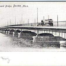 c1900s UDB Boston, MA Harvard Bridge Streetcar Barrel Wagon Unused Postcard A102 picture