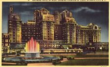 Traymore Hotel at Night, Fountain of Light- Atlantic City, Jersey Linen Postcard picture