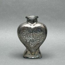 Antique Hand Blown Silver Overlay Heart Shaped Bottle/Vase.  Made in Italy picture