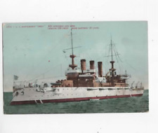 USS Battleship  Ohio  1910 postcard   Canal Zone postmark  #105 pair picture